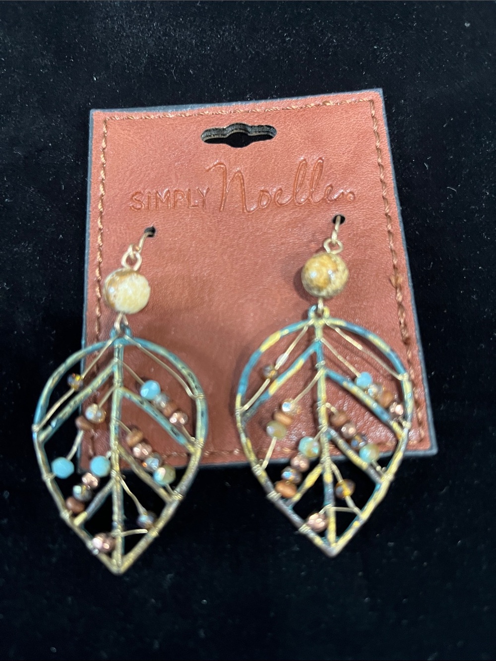 Simply Noelle Turquoise and Gold Leaf Filigree Drop Earrings